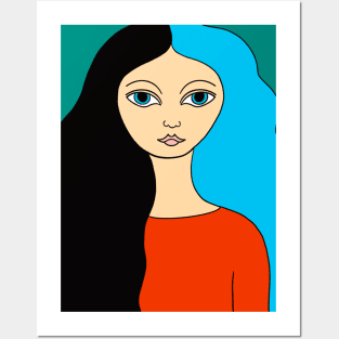 Black Blue haired girl Posters and Art